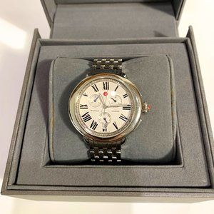 Michele Serein Silver 92 Diamond Chronograph Watch